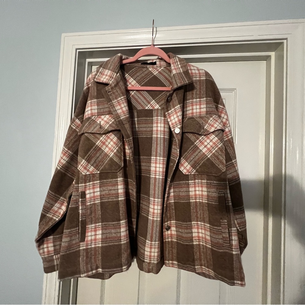 Mikarose Brown Plaid Utility Jacket
